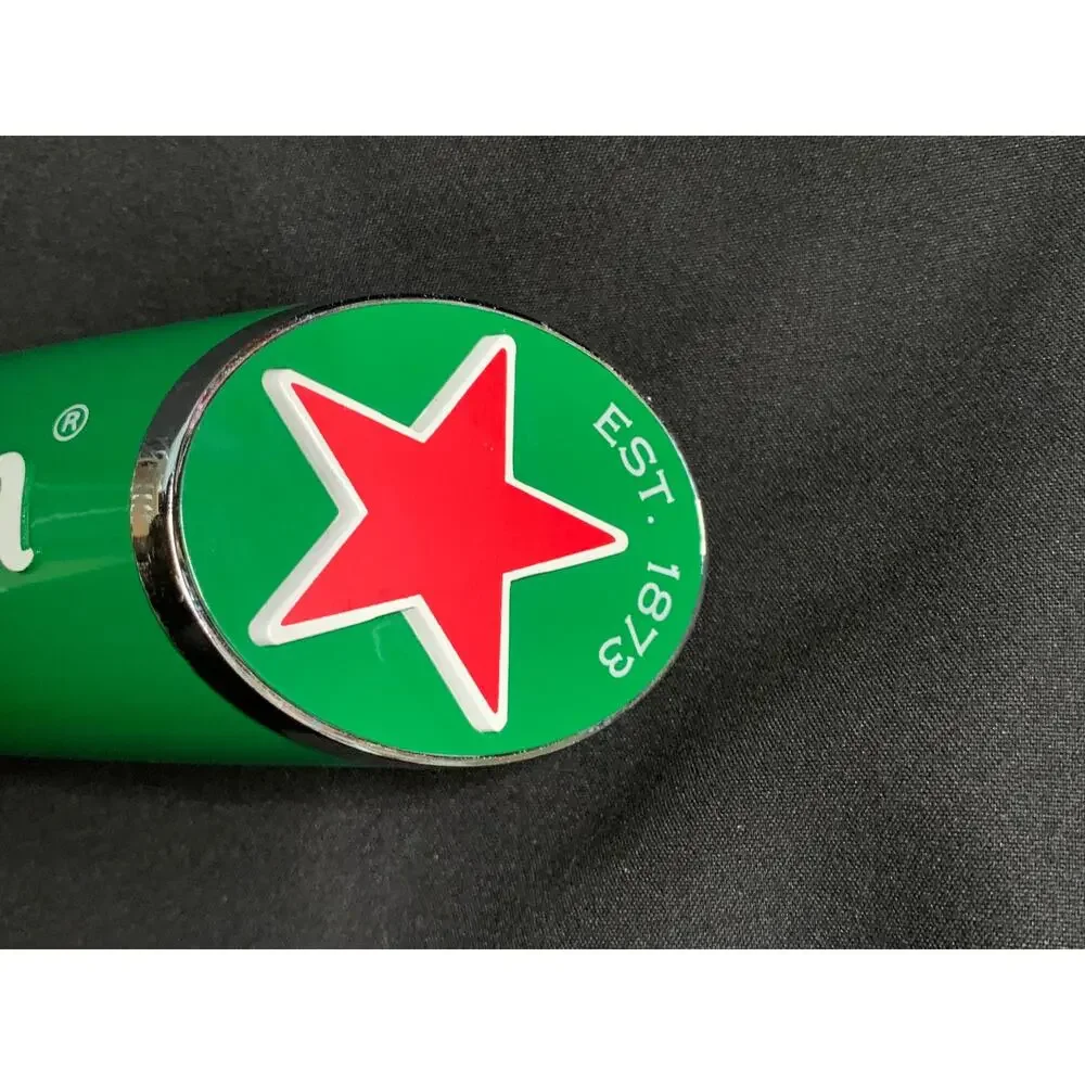 Heineken Beer Tap Handle Green Chrome Red Star Holland 10.5 in Distressed